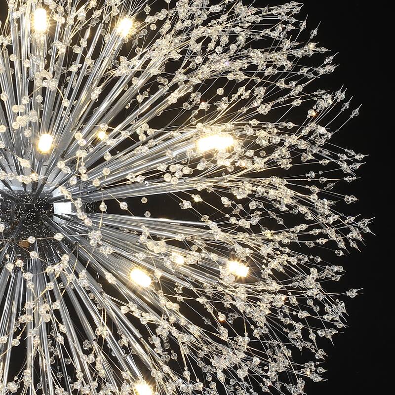 Contemporary 16/20/24/30-Light Glam Oversized Firework Crystal Sputnik Chandelier Dandelion Pendant Light, Includes Bulbs