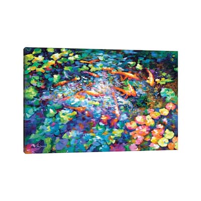 iCanvas "Koi Fish And Water Lilies II" by Leon Devenice Canvas Print