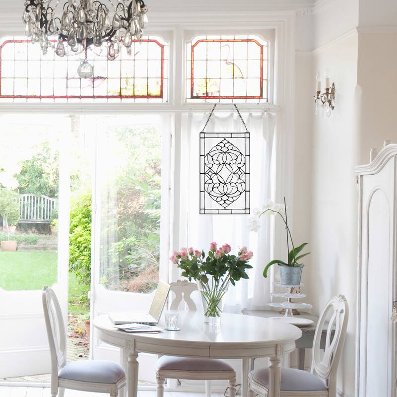 River of Goods 20-Inch Floral Clear Glass Window Panel - 12" x 0.25" x 20"