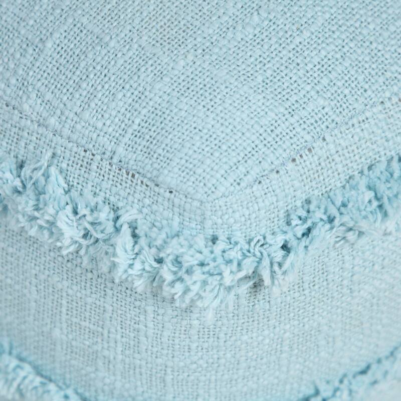 18" Blue Solid Texture and Striped Square Pouf Ottoman