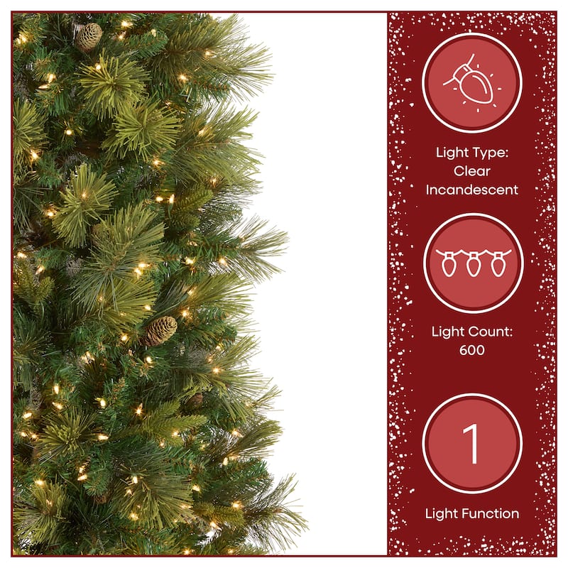National Tree Company 7.5 ft. Carolina Pine Slim Tree with Clear Lights - 7.5 Foot