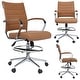 preview thumbnail 30 of 38, Office Chair With Arms Stools For Counter Height Bar Office Wheels PU Leather Rest Tilt Swivel Work Office Standing Desk Tan