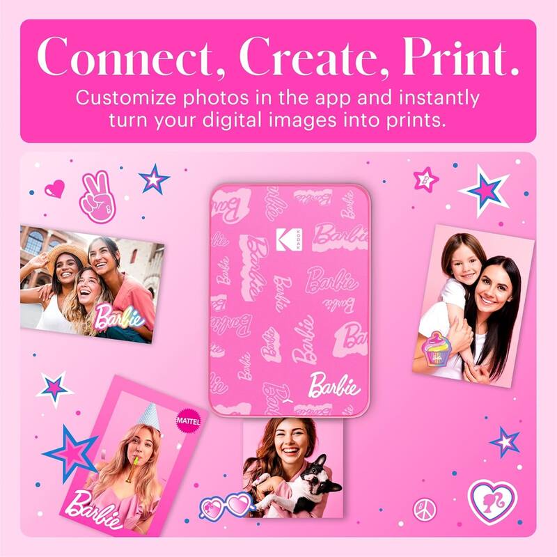 Kodak x Barbie Step Slim Instant Portable Photo Printer Barbie Starter Bundle (Signature Style) - Pink - N/A
