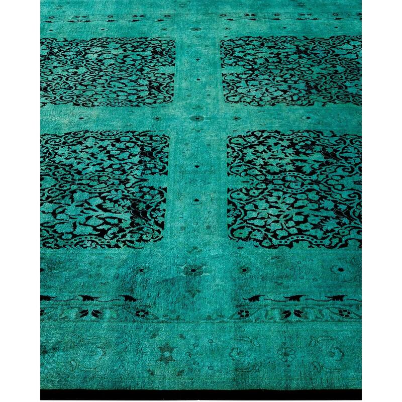 Overton Hand Knotted Wool Vintage Inspired Modern Contemporary Overdyed Blue Area Rug - 6' 1" x 12' 0"