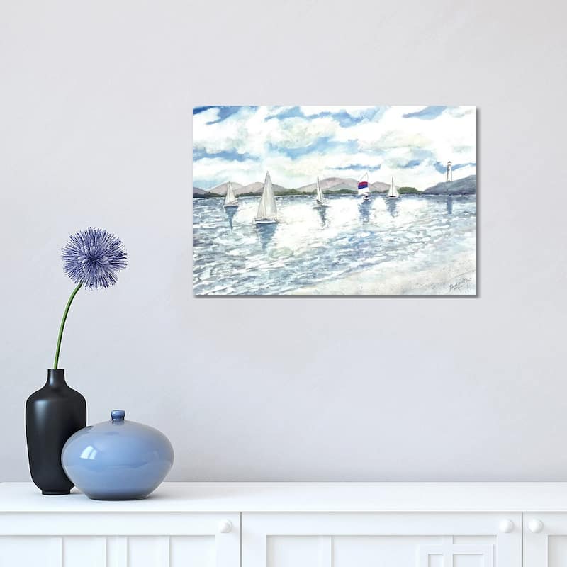 iCanvas "Sailboats Seascape" by Derek McCrea Canvas Print - 12x18x1.5