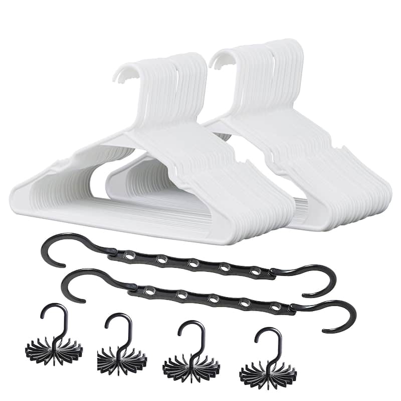Javlergo 25/50 Pack Plastic Hanger, Space Saving Sturdy Heavy Duty Clothing Notched Hangers