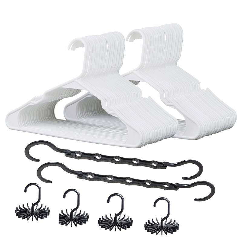 VECELO Plastic Adult Hangers Holds Up To 10 Lbs(25/50 Packs Option), Clothes Hangers - 50 Pack - White
