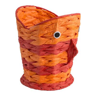 Fish Wastebasket - Orange/Red