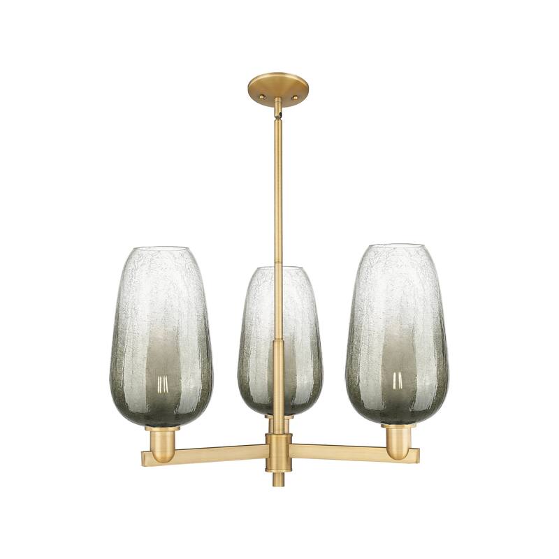 Innovations Lighting Downtown Urban - Brookhaven Flute - 3 Light 18" Stem Hung Chandelier - Slate/Brushed Brass