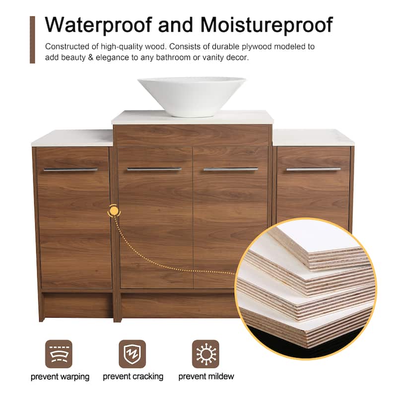 Malwee 24"/36"/48"/60" FreeStanding Bathroom Vanity, Floor Stand Bathroom Vanity with Ceramic Sink,Soft Close Door and Shelf