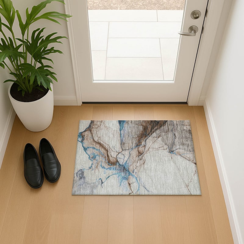 Premium Washable Super Soft Modern Crackle Mayfield Rug - Beige - 1'8" x 2'6"