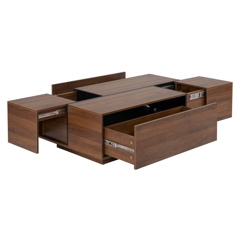 47.2" MDF Coffee Table with Sliding Top and Hidden Storage for Living Room