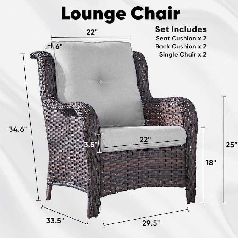 Gymojoy Wicker Patio Club Chairs with Olefin Weather-Resistant Cushions