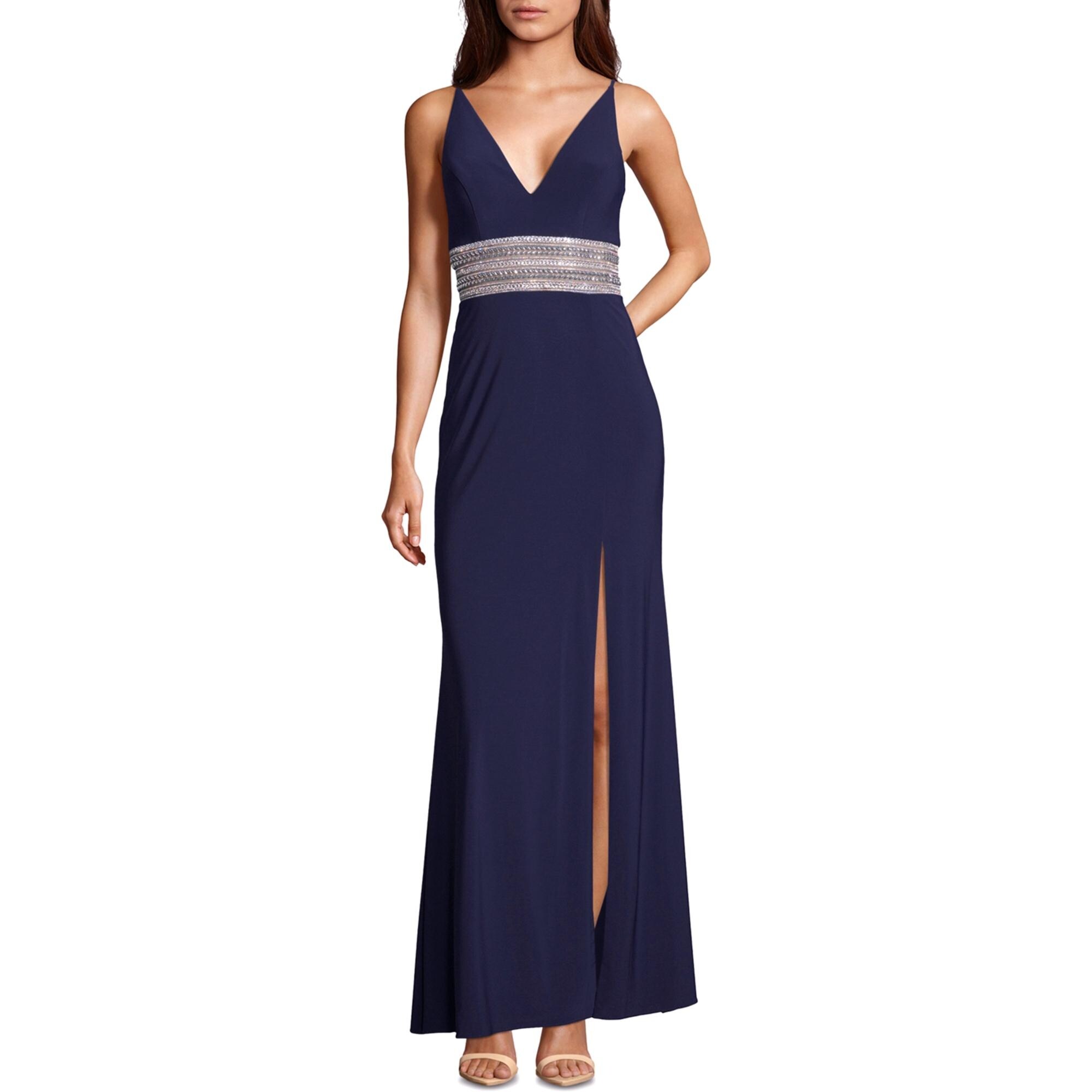 xscape blue beaded dress