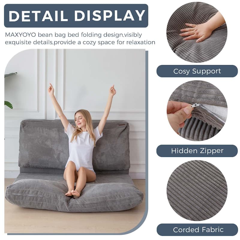 Corduroy Bean Bag Folding Sofa Bed
