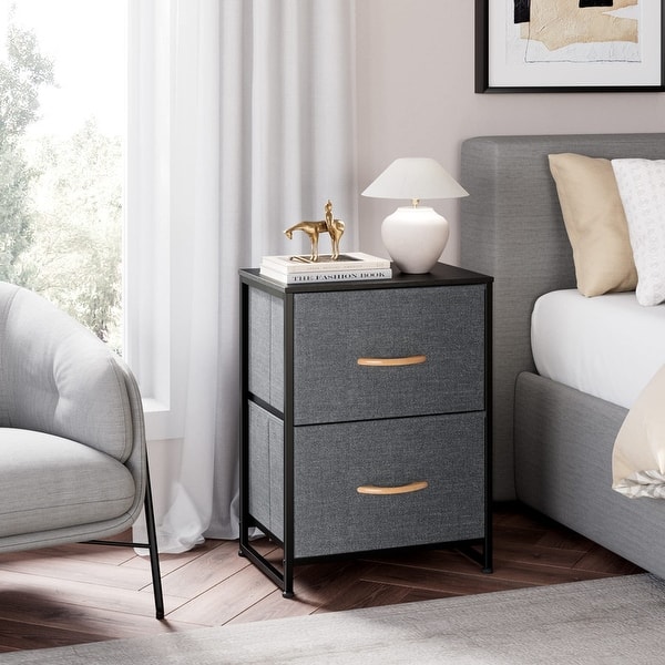 Modern Small Dresser for Bedroom with 2 Drawers - C-dark Grey Modern Small Dresser for Bedroom with 2 Drawers - C-dark Grey