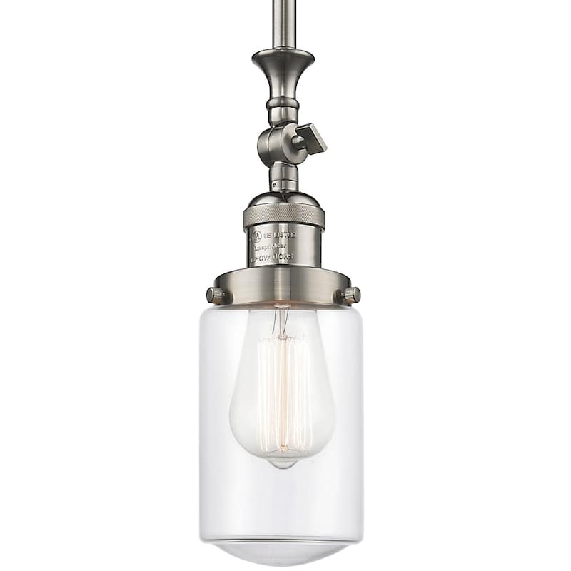 Innovations Lighting Dover 5" Wide Mini Rod Hung Adjustable Pendant - Brushed Satin Nickel / Clear