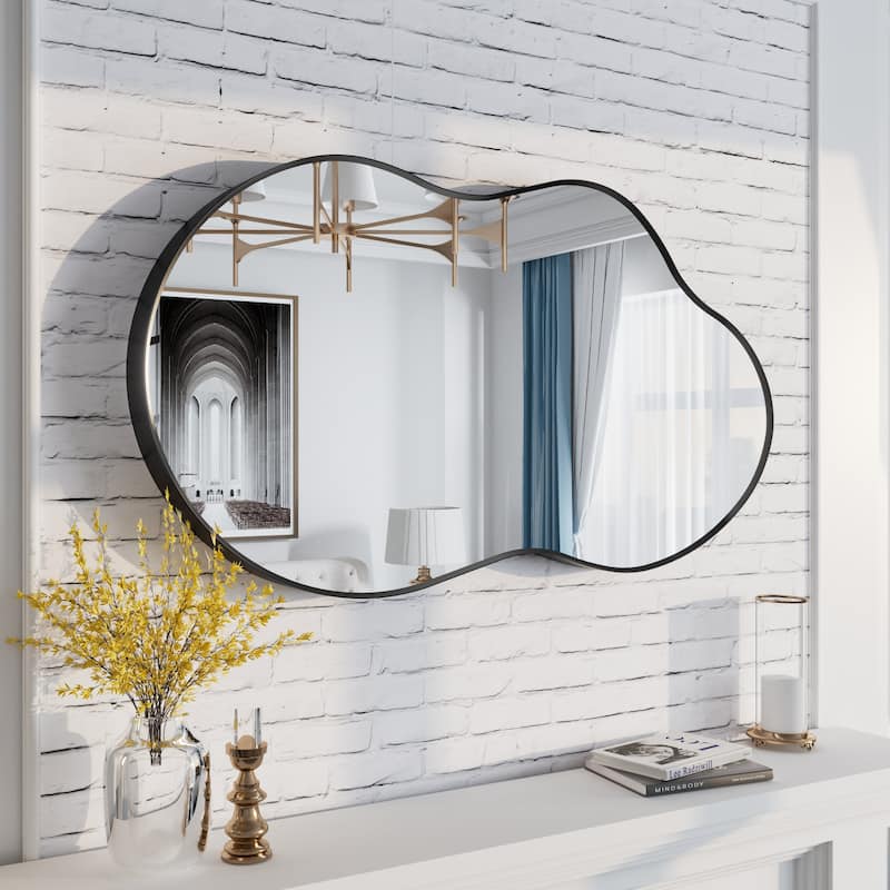 Irregular Wall Mirror Asymmetrical Decorative Wall Mirror Black 5 year warranty - 20x36