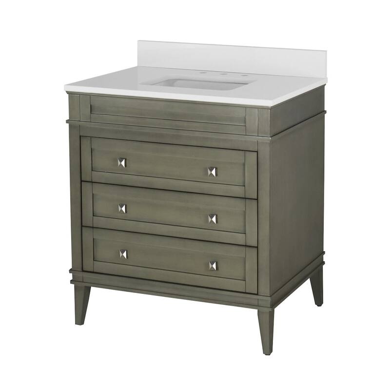 KitchenBathCollection Eleanor 36" Bathroom Vanity with Quartz Top
