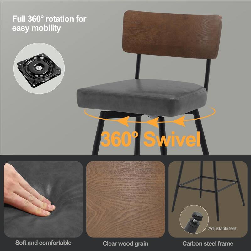26"/ 29" Faux Leather Swivel Counter/ Bar Stools Set of 2/3