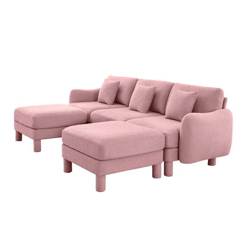109.4" 3-Seater Modern Upholstered Sofa Couch, Deep-Seat Sectional Sofa with Shell-Shaped Armrests, Leisure Sofa for Living Room