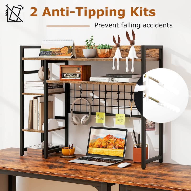 Costway Desk Shelf 4-Tier Desktop Display Rack with Metal Grid Panel & - See Details