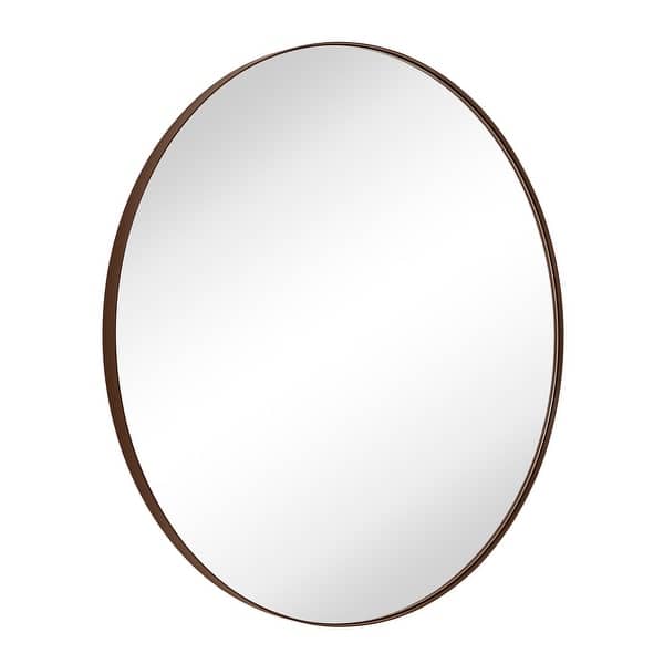 slide 2 of 10, TEHOME Yolanta Round Metal Wall Mirror 30" x 30" - Rubbed Bronze