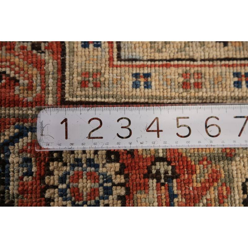 Geometric Heriz Serapi Vegetable Dye Rug Handmade Wool Carpet - 5'0"x 6'10"