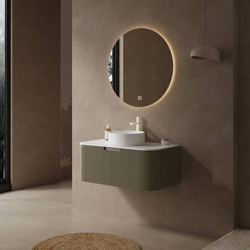 Modland Wall Mounted 24/30/36inch Bathroom Vanity Vessel Sink Combo Cabinet Vanity Set, Floating Vanity ror Bathroom - 36inch