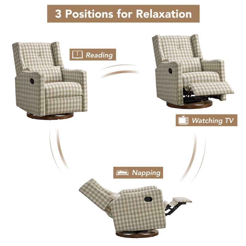 Lincoln Manual Swivel Glider Recliner with Lumbar Pillow