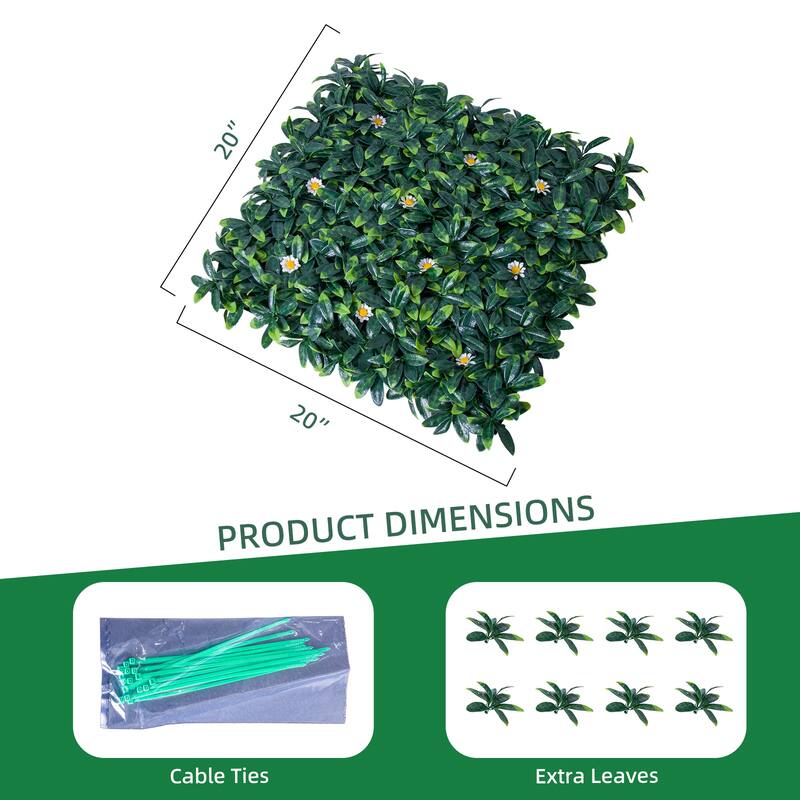 12 Pack Artificial Grass Wall Panels,20"x 20" Artificial Plant Wall Panels Fake Greenery Leaf Hedge - style 2