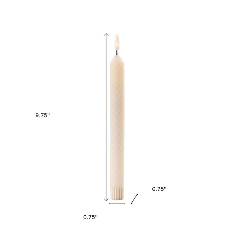 Set of Two Beige Flameless Taper Candles
