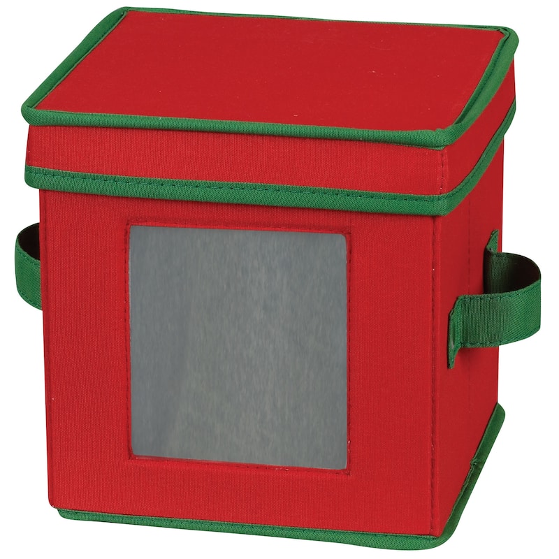 Household Essentials Holiday Saucer Storage Box - 8'' x 8'' x 7.5'' - 8'' x 8'' x 7.5'' - Red