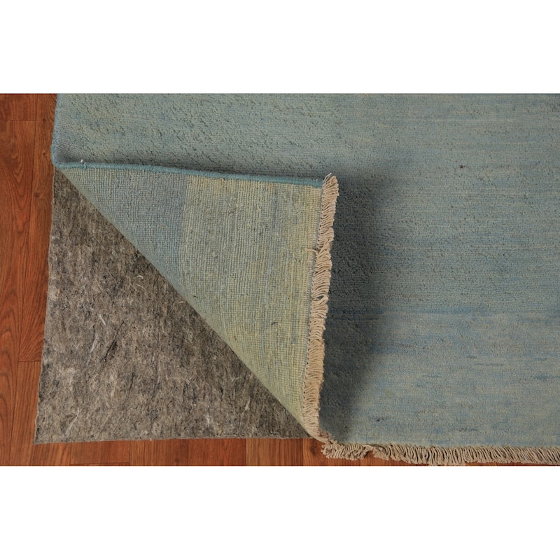 Light Blue Gabbeh Oriental Runner Rug Handmade Wool Carpet - 3'3" x 6'6"