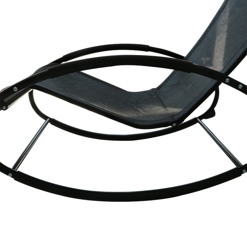 Pool Lounger, Outdoor Rocking Lounge Chair for Sunbathing, Pool, Beach, Porch with Pillow and Cool Mesh, Sun Tanning Rocker