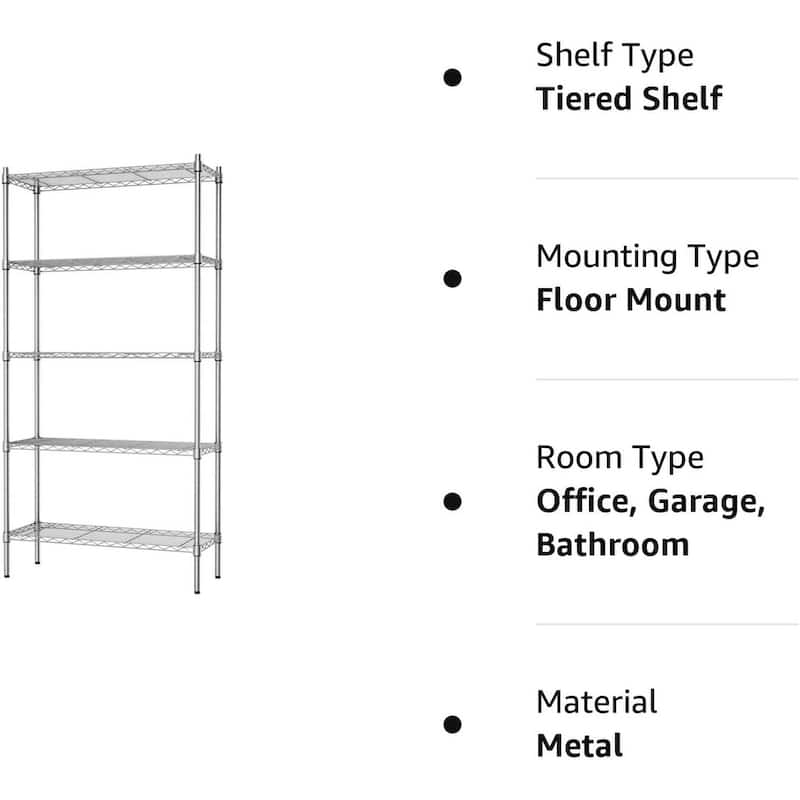 4-5 Tiers Storage Shelving Unit Adjustable Metal Organizer Wire Rack