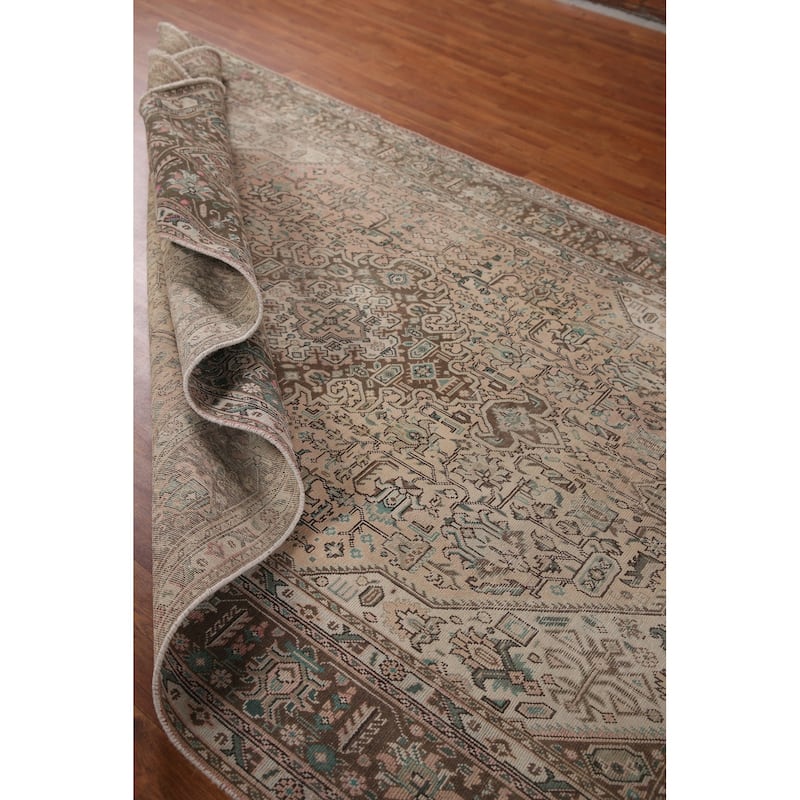 Handmade Distressed Tabriz Persian Rug Antique Living Room Wool Carpet - 6'5" x 9'7"