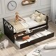 preview thumbnail 29 of 37, Twin Size Wooden Daybed with 2 Drawers and Trundle for Kids Teens