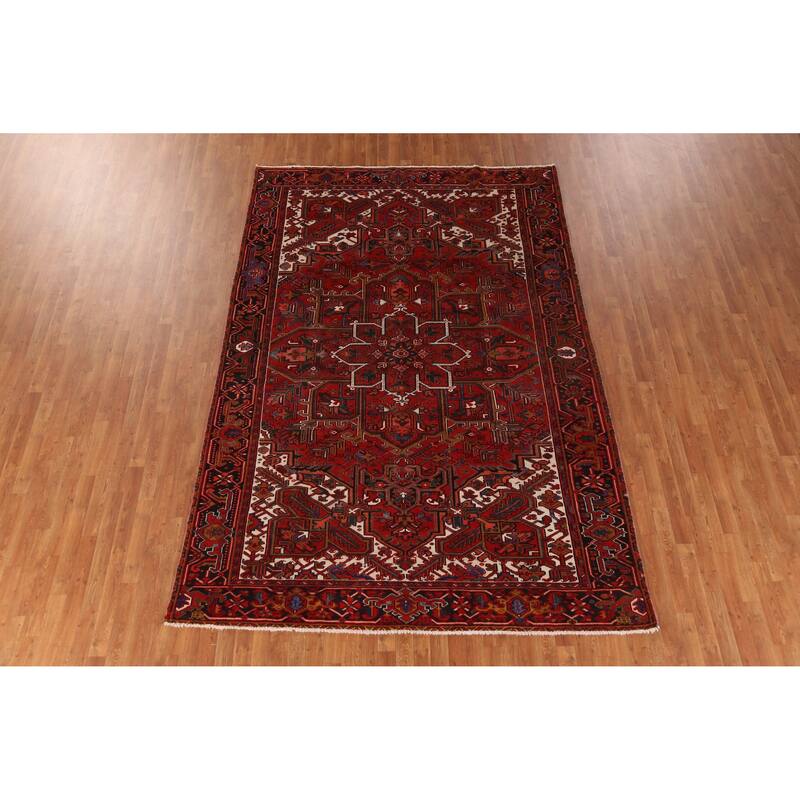 Hand Knotted Oriental 100% Wool Carpet Traditional Medallion Red Heriz Area Rug - 11' 0'' X 7' 3''