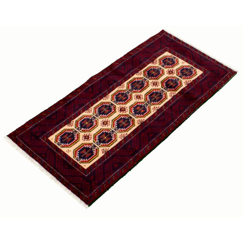Hand-knotted Rizbaft Red Wool Rug - 3'1" x 6'2"/3'1 x 6'2