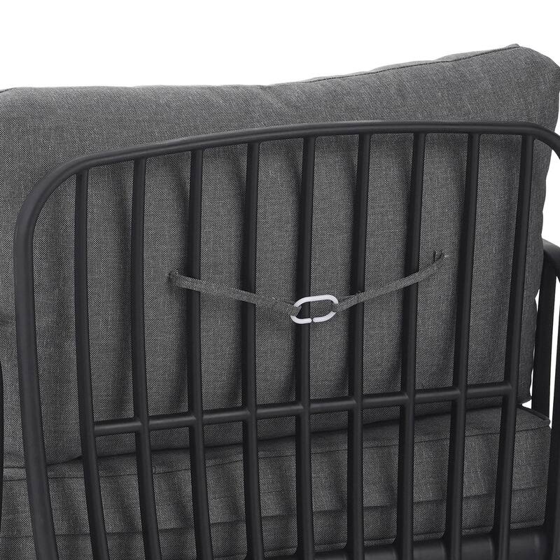 Roomfitters Outdoor Patio Club Chair with Waterproof Cushions, Deep Seating Modern Furniture for Porch or Balcony, Black Gray