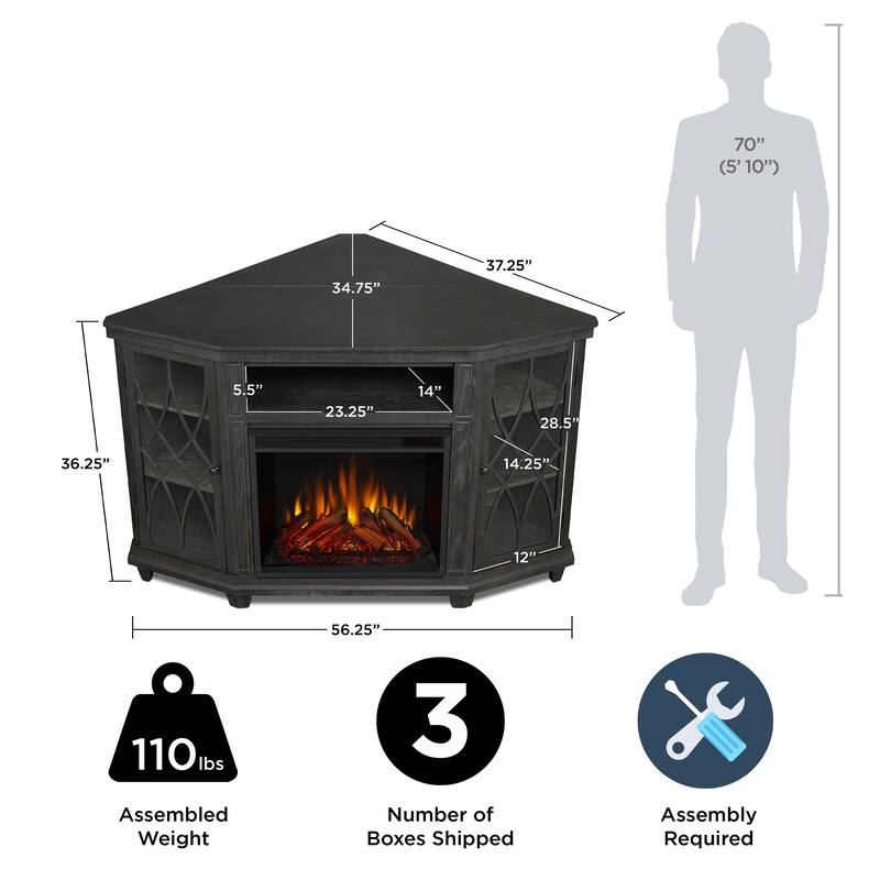 Lynette 56" TV Stand Electric Fireplace by Real Flame