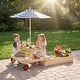 preview thumbnail 4 of 8, Gymax 3-in-1 Wooden Sandbox w/Foldable Umbrella Convertible Picnic