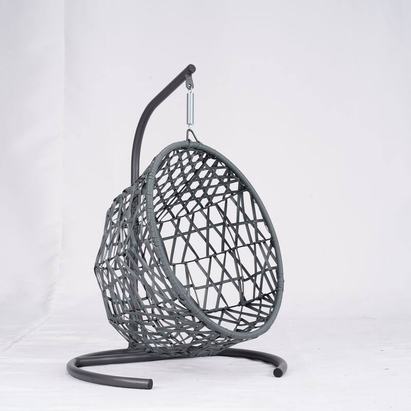 Cat Swing Bed w/Stand & Cushion, Rattan Wicker Egg Chair for Cats & Small Pets