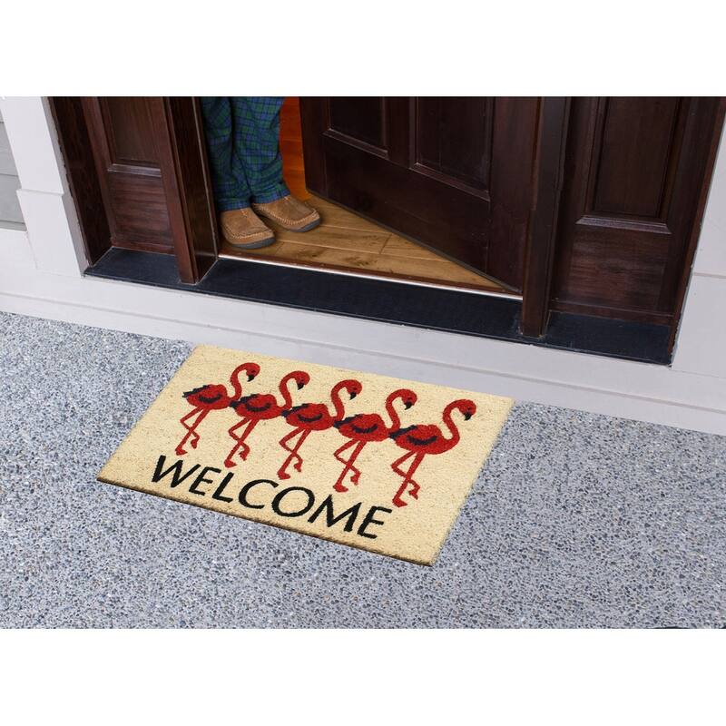 A1HC Natural Coir Doormat with Classic Design PVC Backing low Pile 18"X30" Front Outdoor Double Doormat