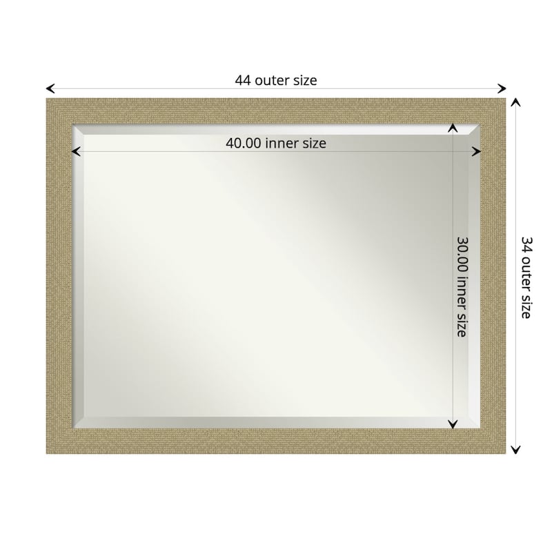 Beveled Bathroom Wall Mirror - Mosaic Gold Frame - Outer Size: 44 x 34 in