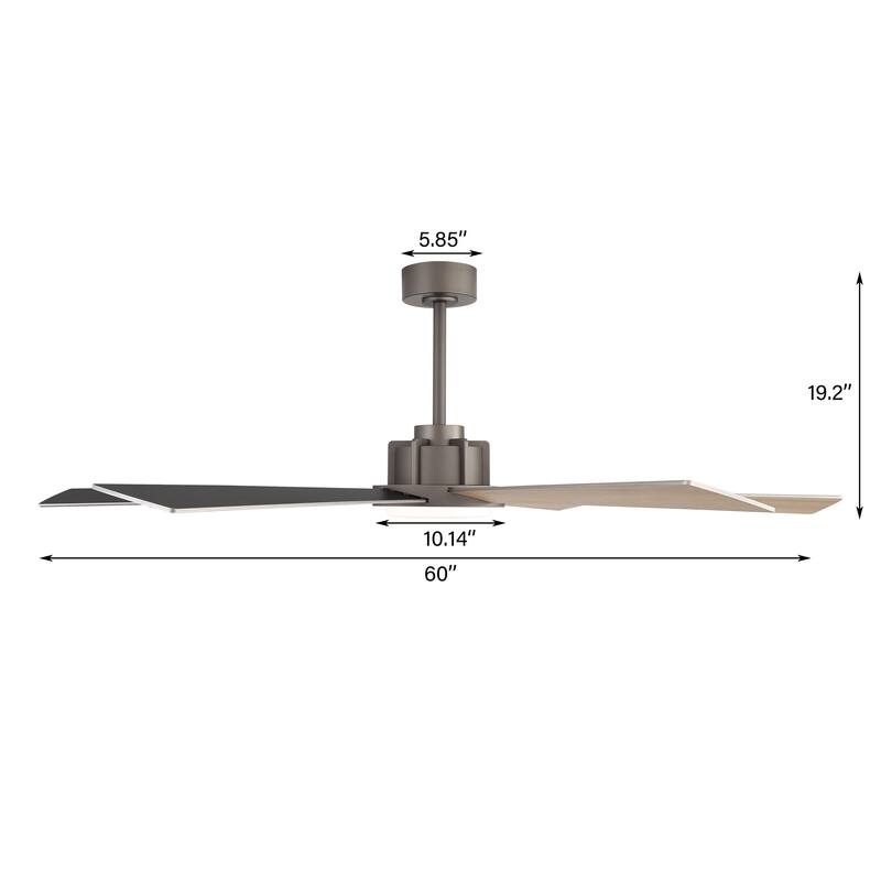 MLiAN Ceiling Fan 60inch Playwood Blades Remote Control 6-Speed DC with Integrated LED - 60''