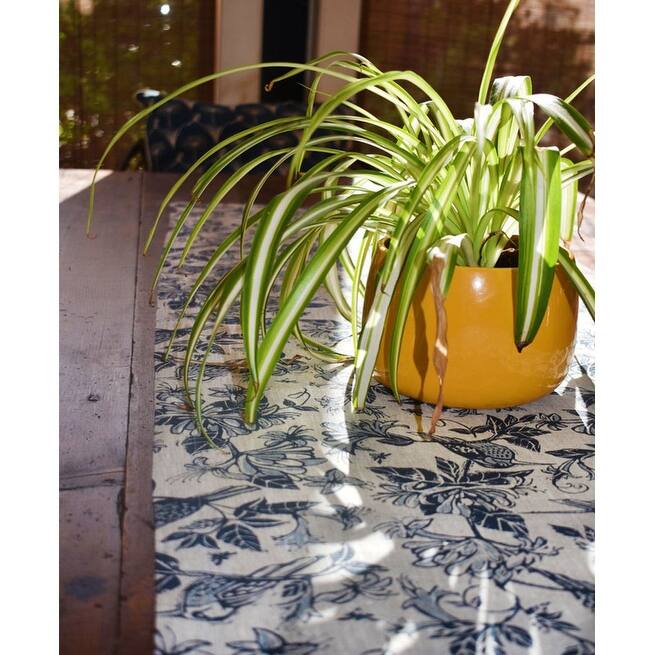 French Home Honeysuckle Table Runner - Indigo