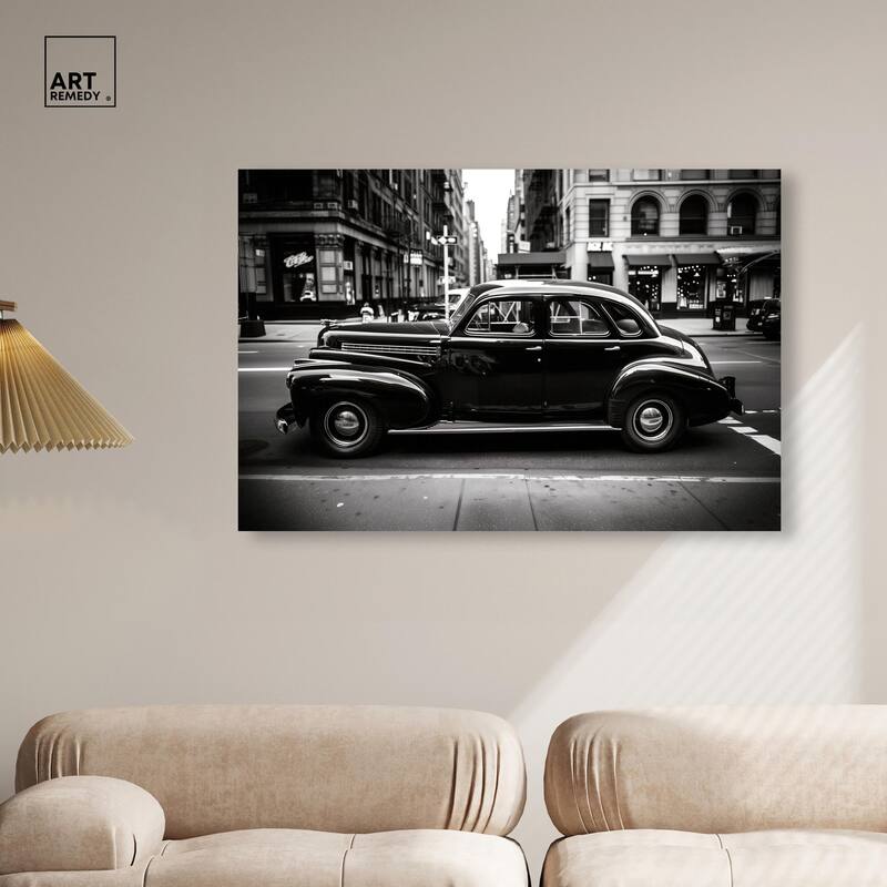Vintage Car in New York Canvas by Art Remedy, Gallery Wrapped