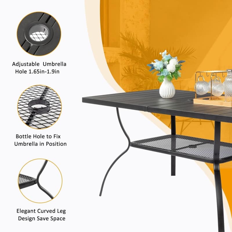 Patio 59 in. Wrought Iron Dining Table